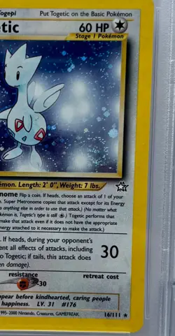 🌀 SWIRL 2000 POKEMON NEO GENESIS 16 1ST ED TOGETIC HOLO PSA 8 NM-MT FRESH GRADE - Image 3