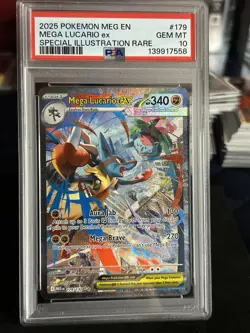 2025 Pokemon Mega Lucario EX SIR # 179/132 PSA 10 GEM MINT Mega Evolutions - Image 1