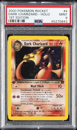 2000 POKEMON ROCKET 1ST ED #4 DARK CHARIZARD-HOLO PSA 9 - Image 1