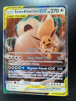 Pokemon TCG Eevee Snorlax GX 120/181 Sun and Moon Team Up Tag Team LP/NM💎💎💎 - Image 1