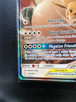 Pokemon TCG Eevee Snorlax GX 120/181 Sun and Moon Team Up Tag Team LP/NM💎💎💎 - Image 5