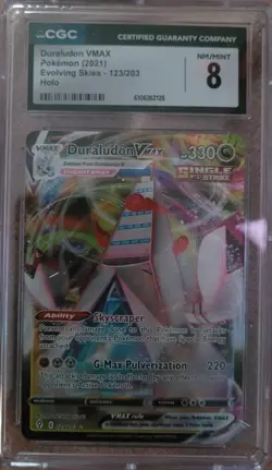 Duraludon VMAX (123/203) Full Art Holo Ultra Rare Evolving Skies Pokemon CGC 8 - Image 1