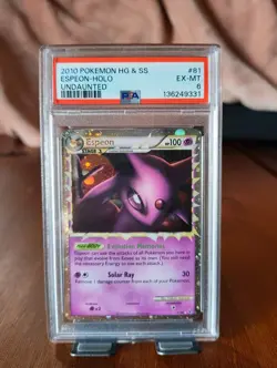Espeon Prime 2010 Pokemon HeartGold & SoulSilver Undaunted #81 Holo PSA 6 - Image 1