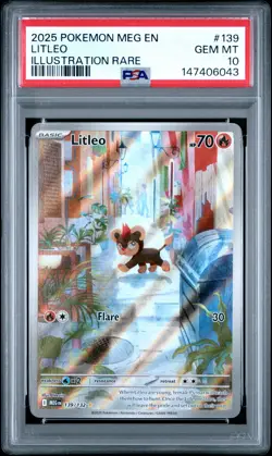 2025 POKEMON MEG EN-MEGA EVOLUTION ILLUSTRATION RARE #139 LITLEO PSA 10 - Image 1