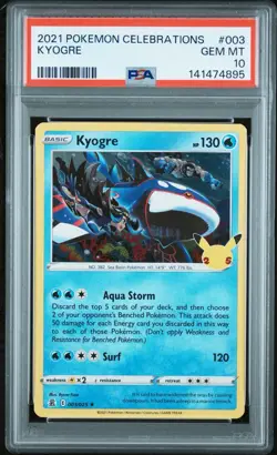 2021 POKEMON CELEBRATIONS #003 KYOGRE PSA 10 - Image 1