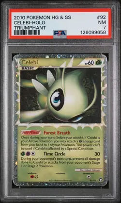 2010 POKEMON HEARTGOLD & SOULSILVER TRIUMPHANT #92 CELEBI-HOLO PSA 7 - Image 1