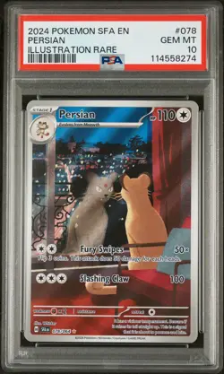 2024 POKEMON SFA EN-SHROUDED FABLE ILLUSTRATION RARE #078 PERSIAN PSA 10 - Image 1