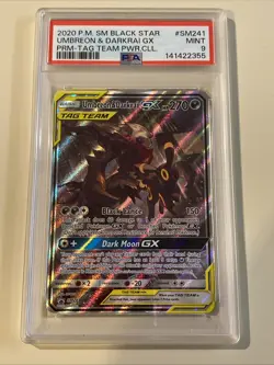 Pokemon Card- Umbreon & Darkrai GX SM241 Sun & Moon Black Star Promo PSA 9 - Image 1