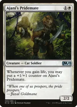 MTG AJANI'S PRIDEMATE 005 - M19 - WHITE CAT SOLDIER TRIBAL - Image 1