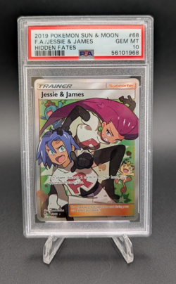 Jessie & James 2019 Pokemon Sun & Moon Full Art Hidden Fates #68 PSA 10 - Image 1