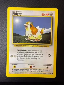 LP Base Set Unlimited Pidgey 57/102 Common Pokemon - Image 1