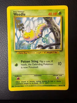 MP Base Set Unlimited Weedle 69/102 Common Pokemon - Image 1