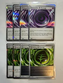 8x-Pokemon TCG-Rare Holo Energy (Growing/Telepathic) Perfect Order NM - Image 1