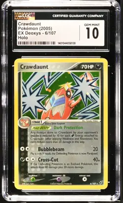 CGC 10 GEM MINT Crawdaunt 2005 EX Deoxys 6/107 Holo Rare Pokemon Card - Image 1