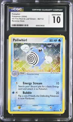 CGC 10 Poliwhirl EX Fire Red & Leaf Green 46/112 Reverse Holo Pokemon Card - Image 1