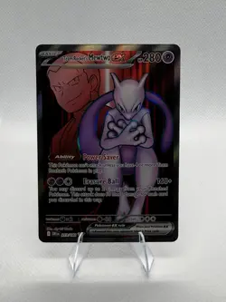 Pokemon Team Rocket's Mewtwo EX Full Art Ultra Rare Holo 213/182 Sv10 - Image 1