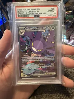 2025 POKEMON DRI EN-DESTINED RIVALS #234 TEAM ROCKET'S CROBAT EX PSA 10 - Image 1