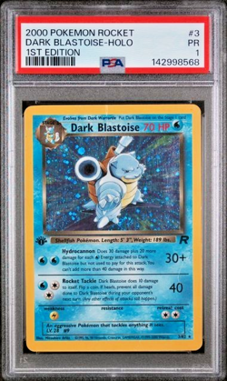 SWIRL 1ST EDITION PSA 1 2000 Team Rocket Dark Blastoise 3/82 Holo Foil Pokemon - Image 1