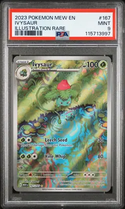 2023 Pokemon 151 Ivysaur Illustration Rare #167 PSA 9 - Image 1