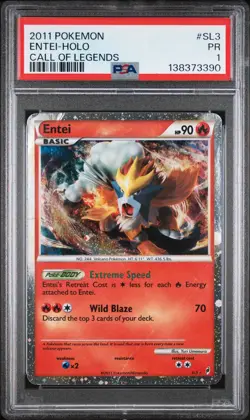 PSA 1 2011 Pokemon Call of Legends SHINY Entei Holo Foil Rare SL3 - Image 1