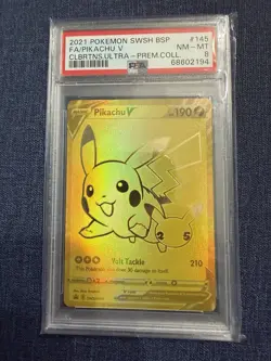 Pokemon Pikachu V SWSH145 Gold Promo PSA 8 Celebrations Ultra Premium Collection - Image 1