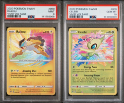 SEQUENTIAL PSA 9 RAIKOU 050 PSA 10 CELEBI 009 VIVID VOLTAGE AMAZING RARE POKEMON - Image 1