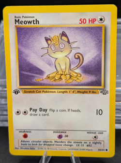 Pokemon 1st Edition Meowth 56/64 Jungle TCG Card 1999 WOTC - Image 1