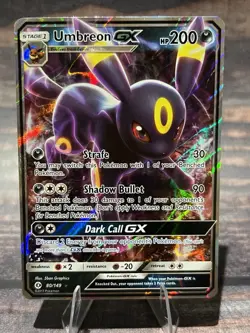 Umbreon GX 80/149 Ultra Rare Sun & Moon Base Set Pokemon Card - Image 1