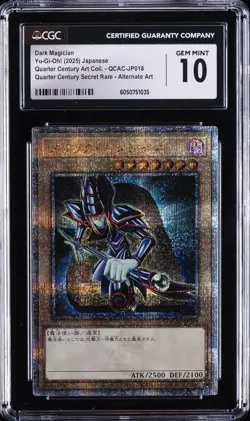2025 YU-GI-OH! JAPANESE SECRET RARE #QCAC-JP018 DARK MAGICIAN CGC 10 GEM MINT - Image 1