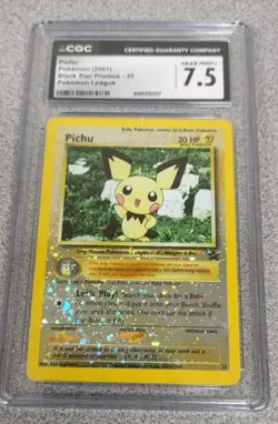 CGC 7.5 1999 Star Pokemon Wizards of the Coast Black Promos Pichu #35 - Image 1