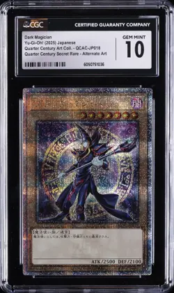 2025 YU-GI-OH! JAPANESE SECRET RARE #QCAC-JP018 DARK MAGICIAN CGC 10 GEM MINT - Image 1