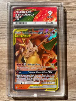 Pokemon Charizard & Braixen GX 22/236 Cosmic Eclipse Graded Card ACE 9 - Image 1