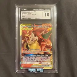 CGC 10 GEM MINT Charizard & Braixen GX Cosmic Eclipse 22/236 Holo Pokemon Card - Image 1