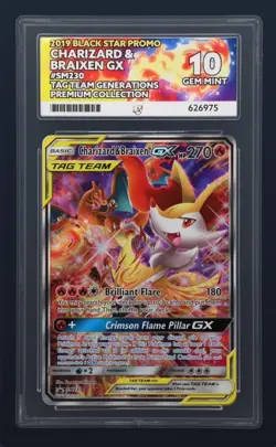 ACE 10 Charizard & Braixen GX SM230 Pokemon Card Black Star Promo GEM MINT - Image 1