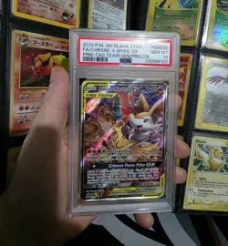 PSA 10 Charizard & Braixen GX Tag Team Pokemon Card SM230 Full Art Gem Mint PSA - Image 1