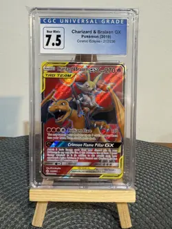 Charizard & Braixen GX (2019) Cosmic Eclipse 212/236 Pokemon Card Graded CGC 7.5 - Image 1