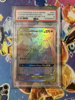 Pokemon GX Charizard Braixen Cosmic Eclipse Rainbow Tag Team Card 251/236 PSA 8 - Image 1