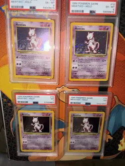 (Lot of 4) 1999 Pokemon Game Mewtwo Holo 10/102 (2x PSA 7) (2x PSA 6) - Image 3