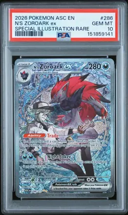2026 POKEMON ASCENDED HEROES SPECIAL ILLUSTRATION RARE N'S ZOROARK EX PSA 10 - Image 1