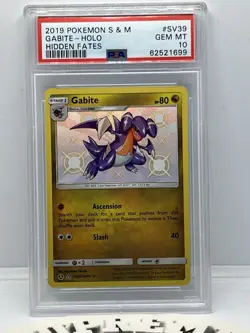 Pokemon 2019 Gabite SV39/SV94 Hidden Fates Shiny Vault Holo PSA 10 Shiny Rare - Image 1