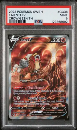 2023 POKEMON SWORD & SHIELD CROWN ZENITH #GG36 FULL ART/ENTEI V PSA 9 - Image 1