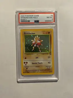 Hitmonchan Holo Base Set 2 Pokemon Card PSA 8 - Image 1