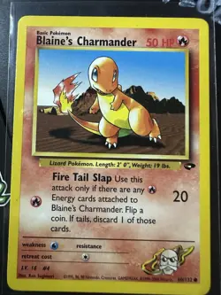 Blaine's Charmander 60/132, Gym Challenge, Pokemon TCG, WOTC, 2000, Common, NM - Image 1