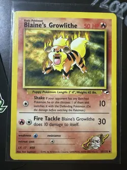 Blaine's Growlithe 35/132, Gym Heroes, Pokemon TCG, 2000, Vintage, Uncommon, LP - Image 1