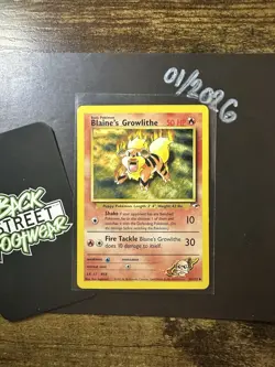 Blaine's Growlithe 35/132, Gym Heroes, Pokemon TCG, 2000, Vintage, Uncommon, LP - Image 3