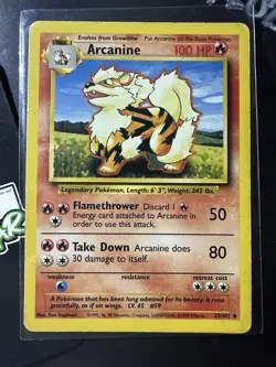 Arcanine 23/102, 1999 Base Set, Pokemon TCG, WotC, Vintage, Uncommon, LP/MP - Image 1