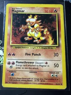 Magmar 36/102, 1999 Base Set, Pokemon TCG, WotC, Vintage, Uncommon, NM/LP - Image 1