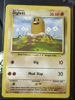 4th Print/Edition Diglett 47/102, 1999-2000 Base Set, Pokemon TCG, WotC, NM - Image 1