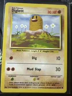 4th Print/Edition Diglett 47/102, 1999-2000 Base Set, Pokemon TCG, WotC, NM - Image 3