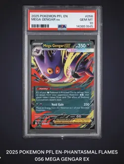 2025 POKEMON MG STARTER DECK PFL EN-PHANTASMAL FLAMES 056 MEGA GENGAR EX PSA 10 - Image 1